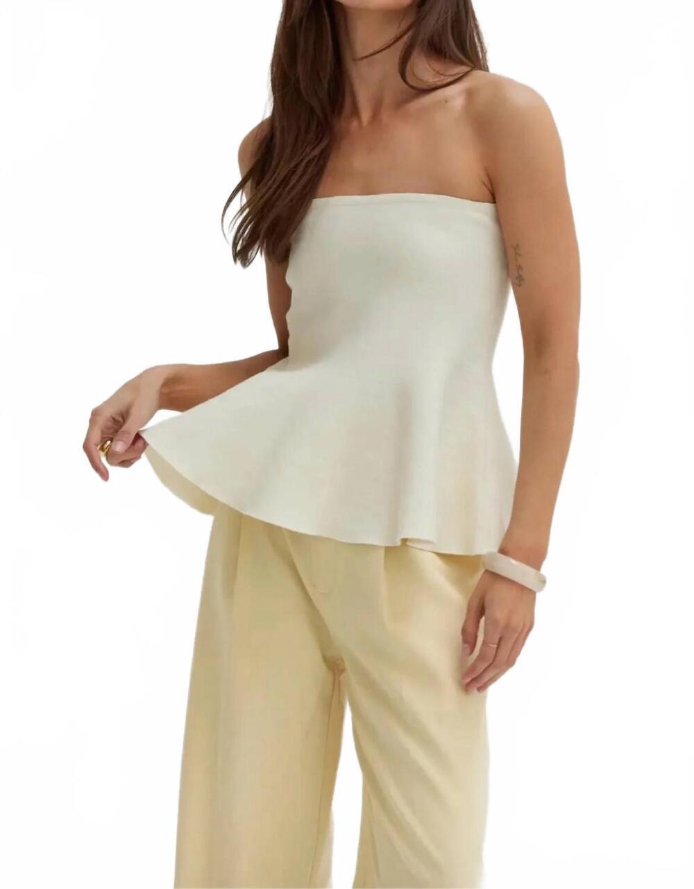 NEW CRESCENT bella jacquard knit peplum top in cream